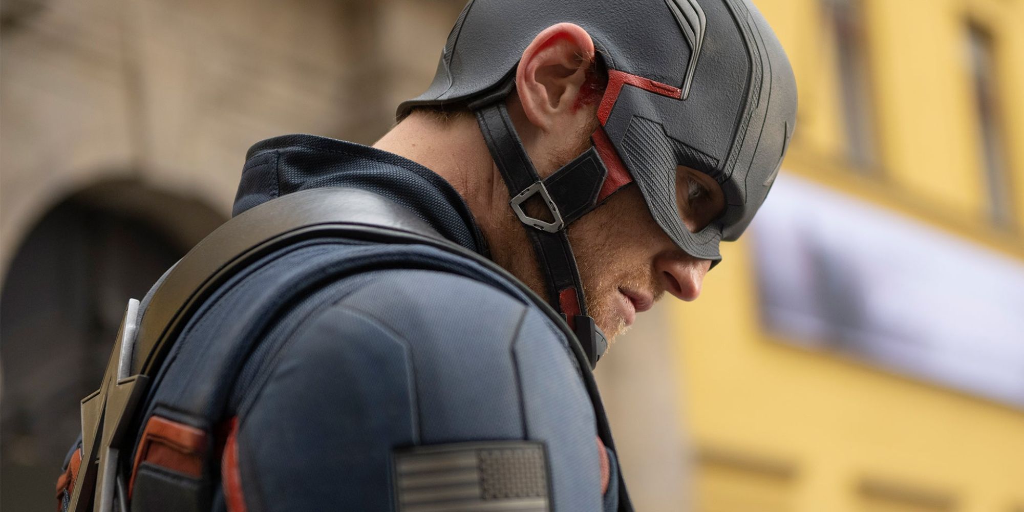 John Walker wearing the Captain America suit