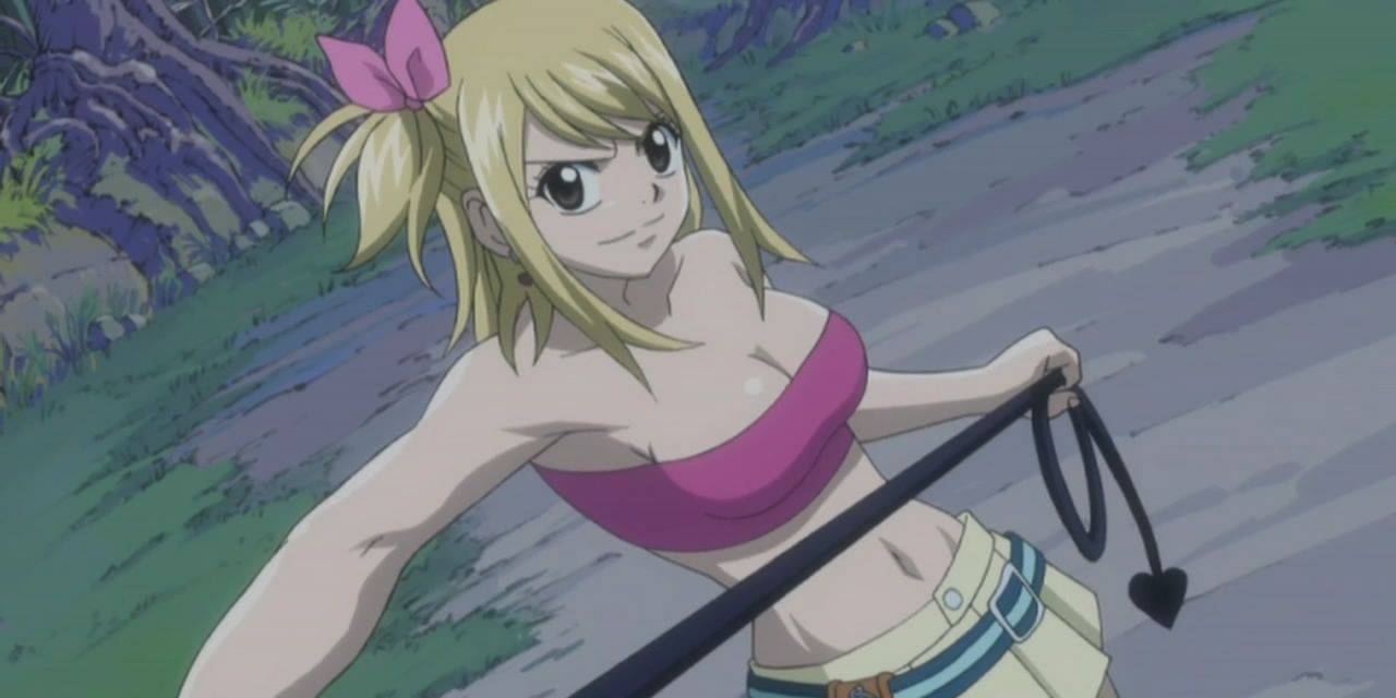 Lucy holding her whip Fairy Tail