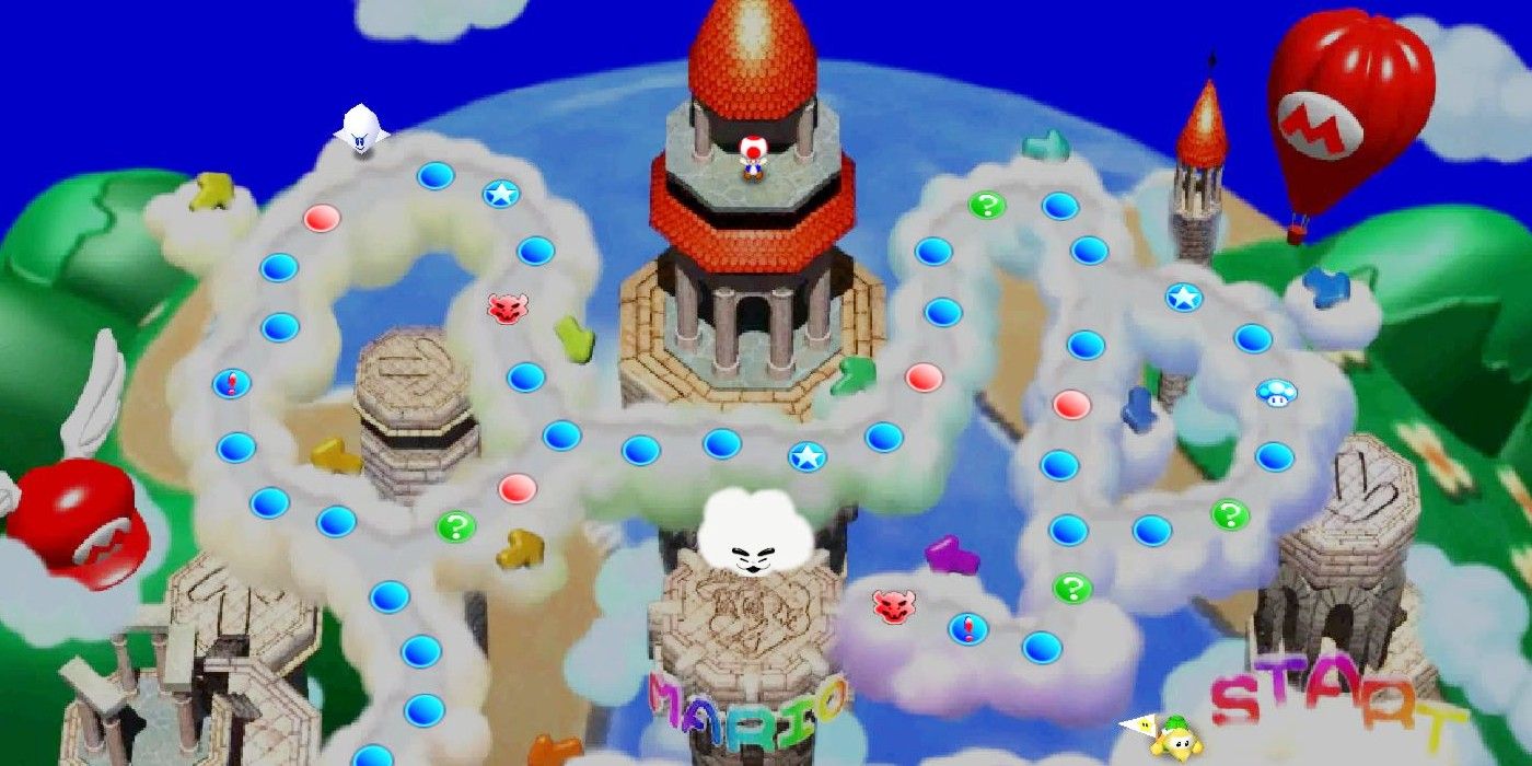 An overview of Mario's Rainbow Castle from the first Mario Party