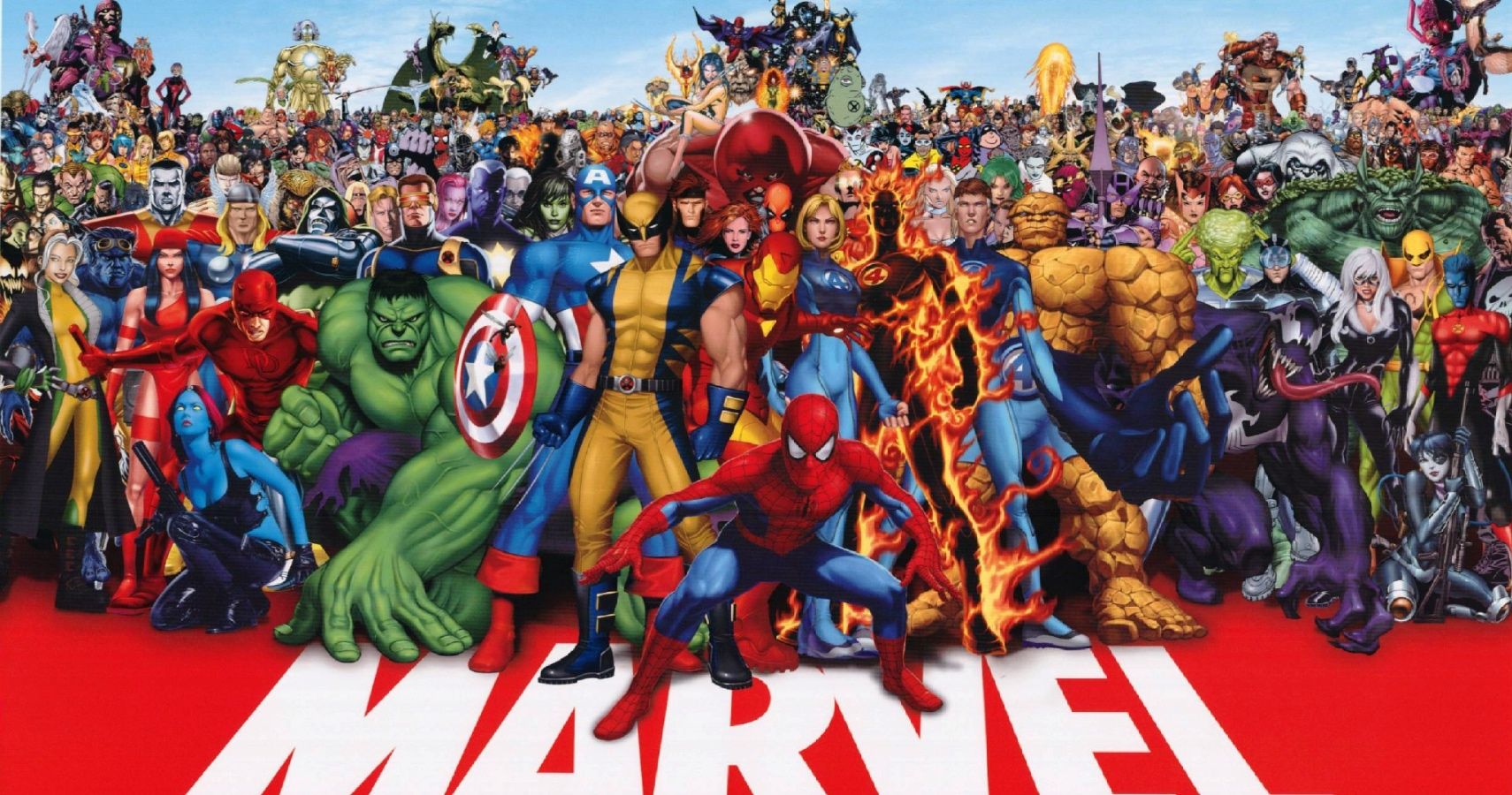 the full marvel roster standing together