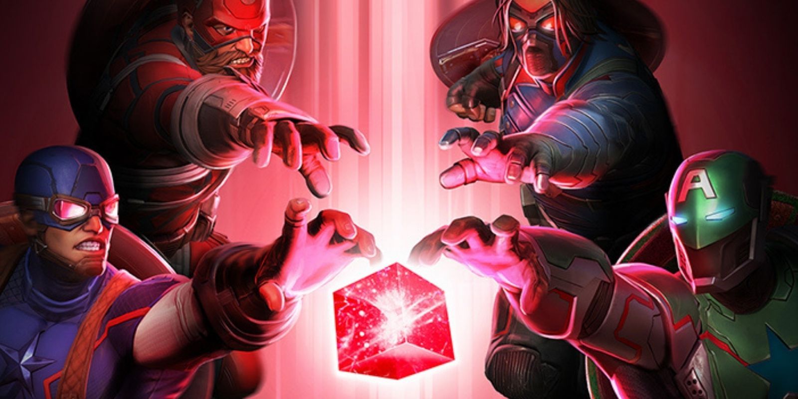 Captain America, Winter Soldier and Red Guardian battle for control of the Red Tesseract in Marvel Realm of Champions