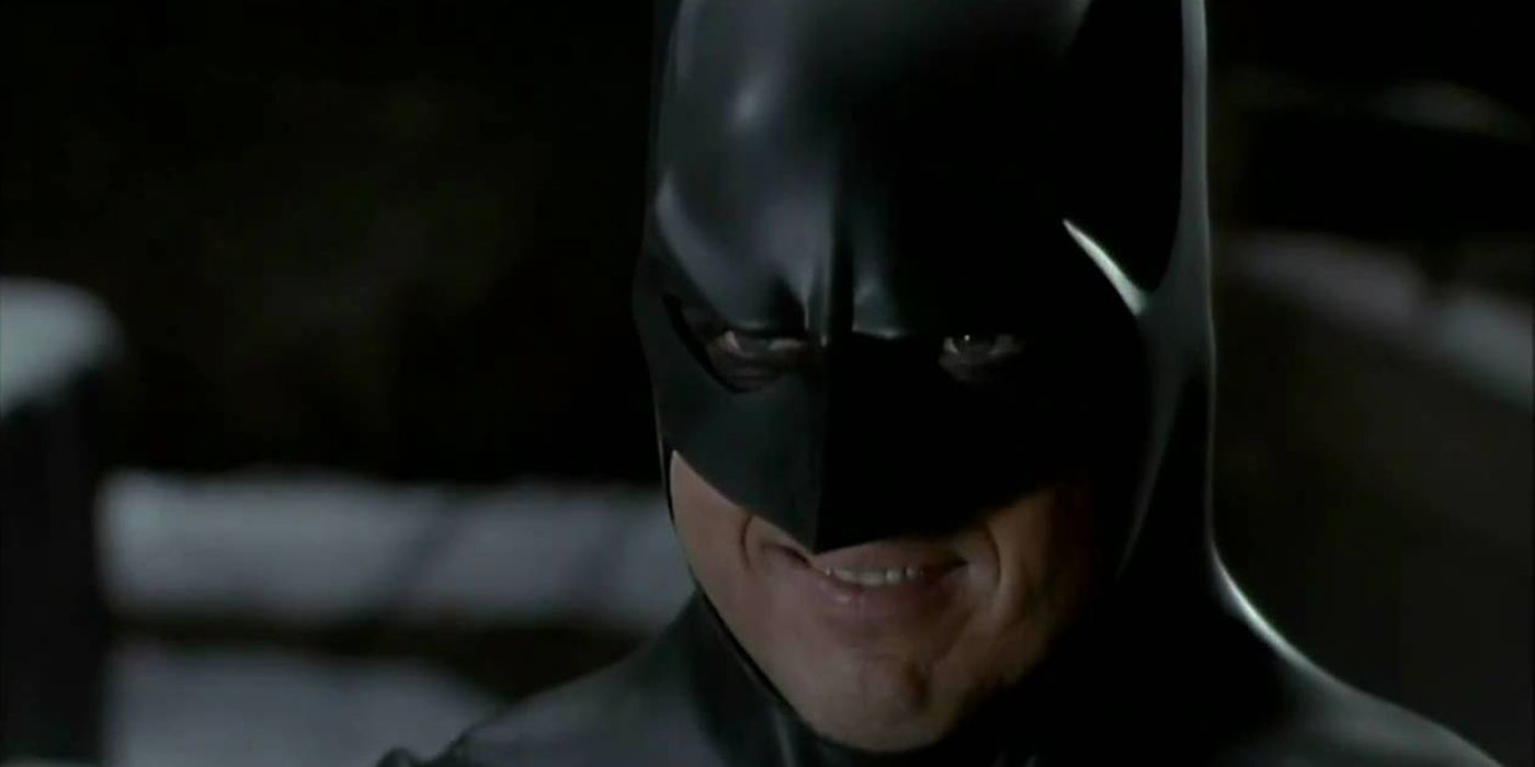 Michael keaton smiling as Batman