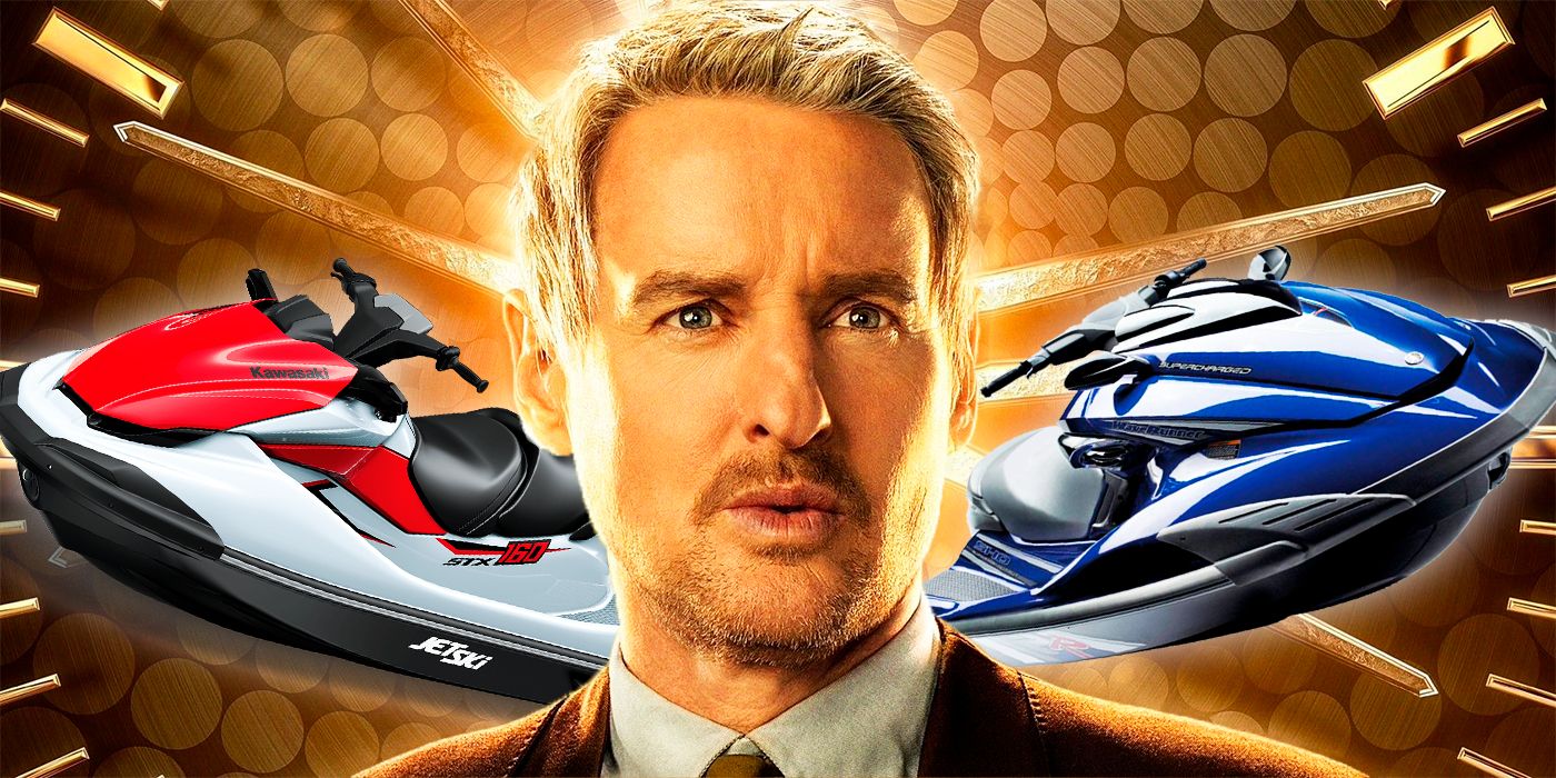 Owen Wilson as Mobius from Loki with jet skis in background