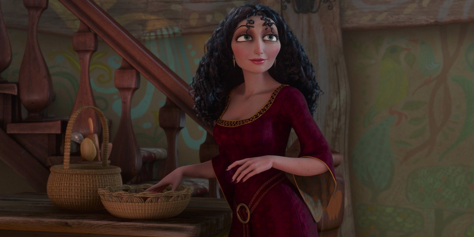 Mother Gothel in Tangled looking evil