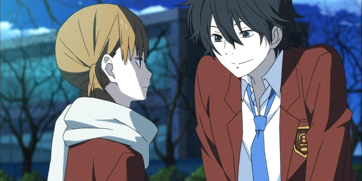 Shizuku and Haru looking at each other