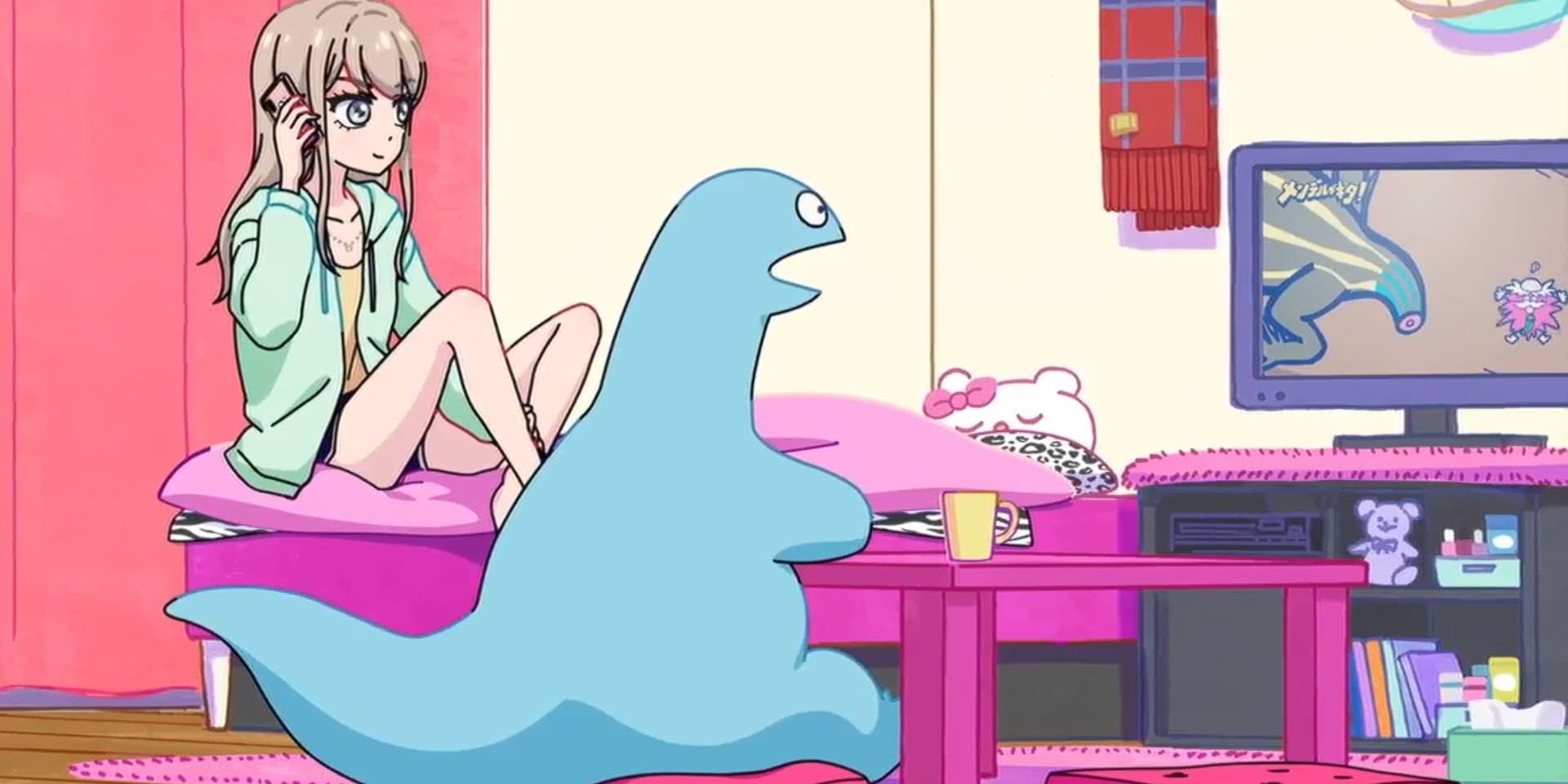 Anime My Roomie Is A Dino Watching TV
