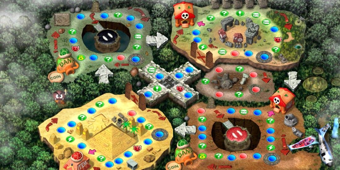 An overview of Mystery Land from Mario Party 2