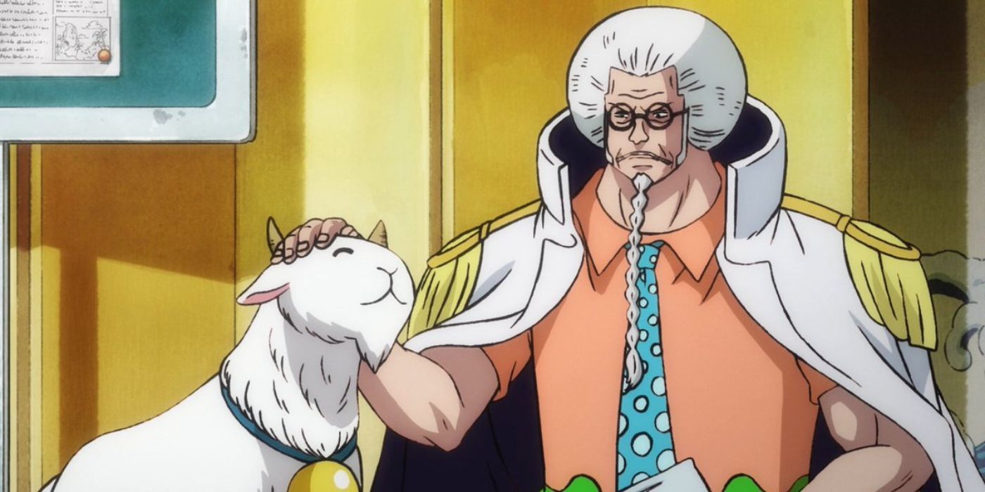 Sengoku from One Piece with a goat