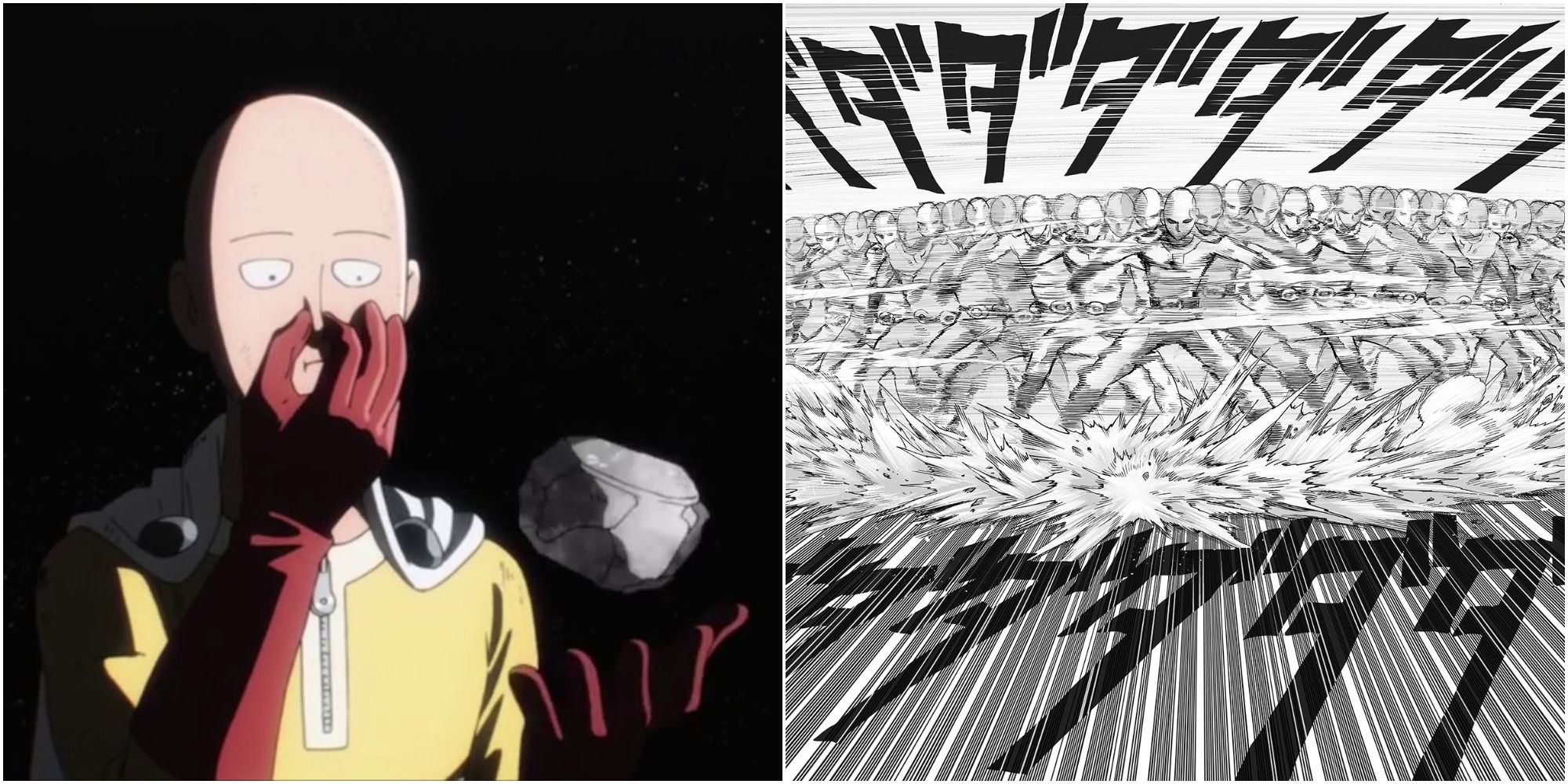 One-Punch Man Saitama in space and manga scene