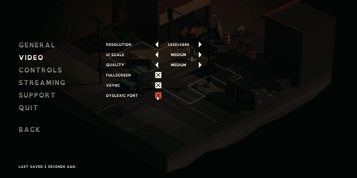 Overland Menu with OpenDyslexic Font Type
