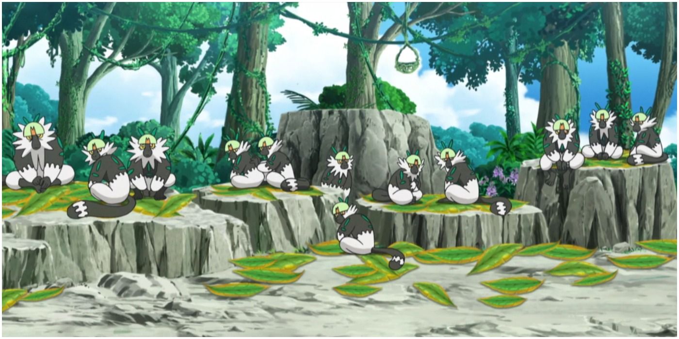 Pokemon A troop of Passimian stare at viewer
