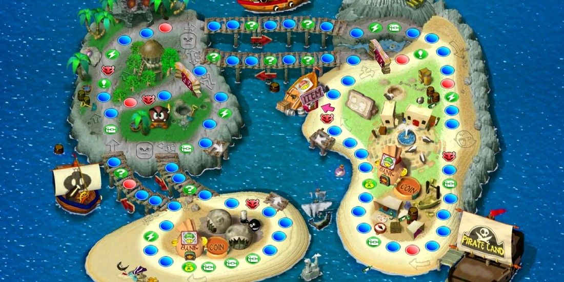 An overview of Pirate Land from Mario Party 2