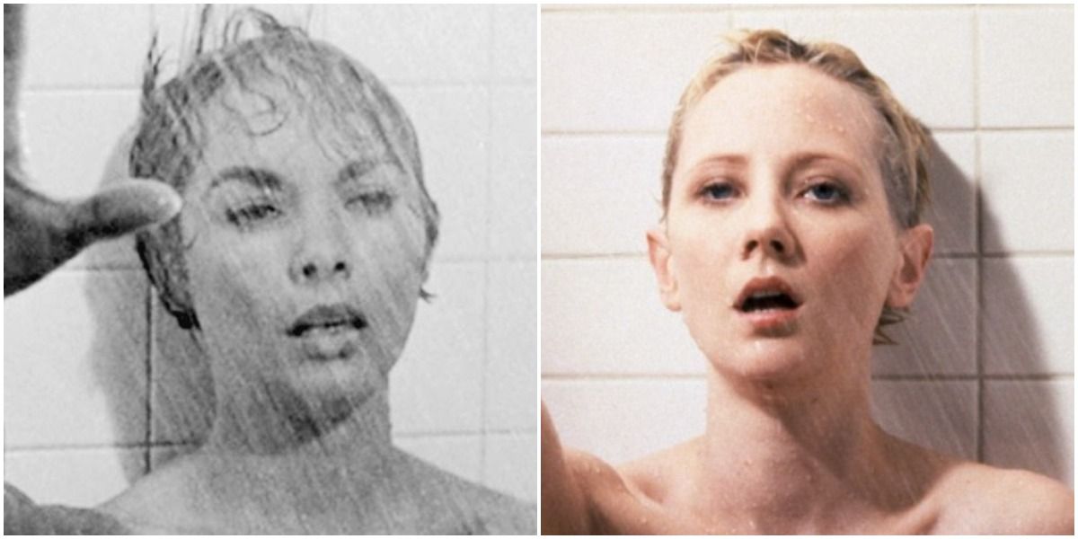 Hitchcock's Psycho shower scene next to Van Zant's Psycho shower scene