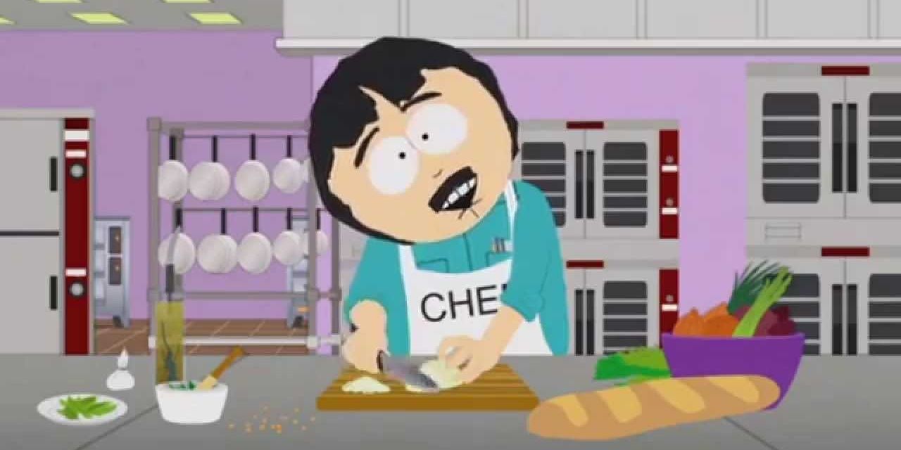 Randy cooking at Stan's school Creme Fraiche episode.