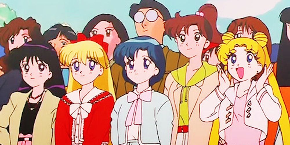 The Sailor Scouts in their civilian clothes in Sailor Moon
