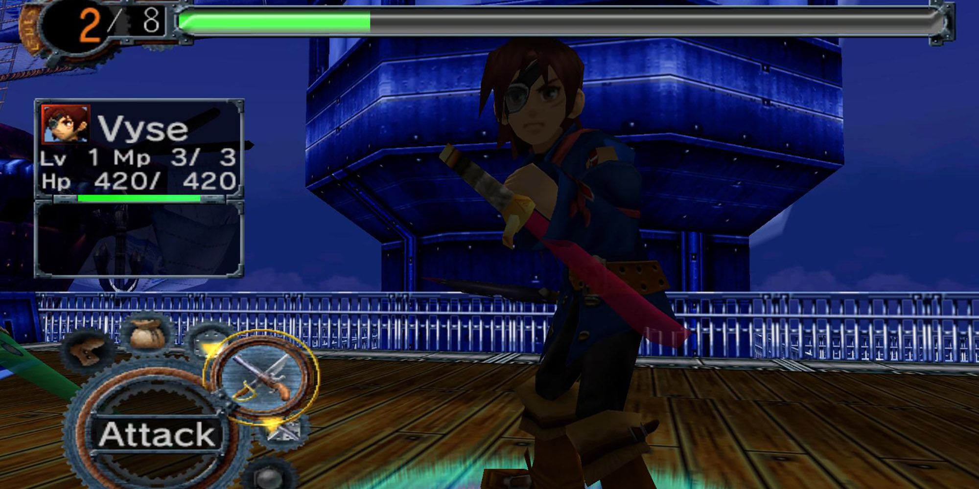 Vyse ready to fight in Skies of Arcadia