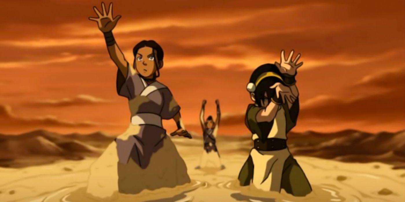 Sokka, Katara, and Toph in &quot;The Drill&quot; from Avatar: The Last Airbender