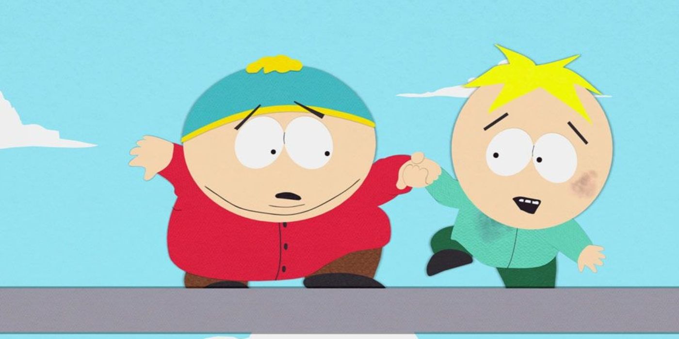 Cartman and Butters nearly fall to their dooms in South Park