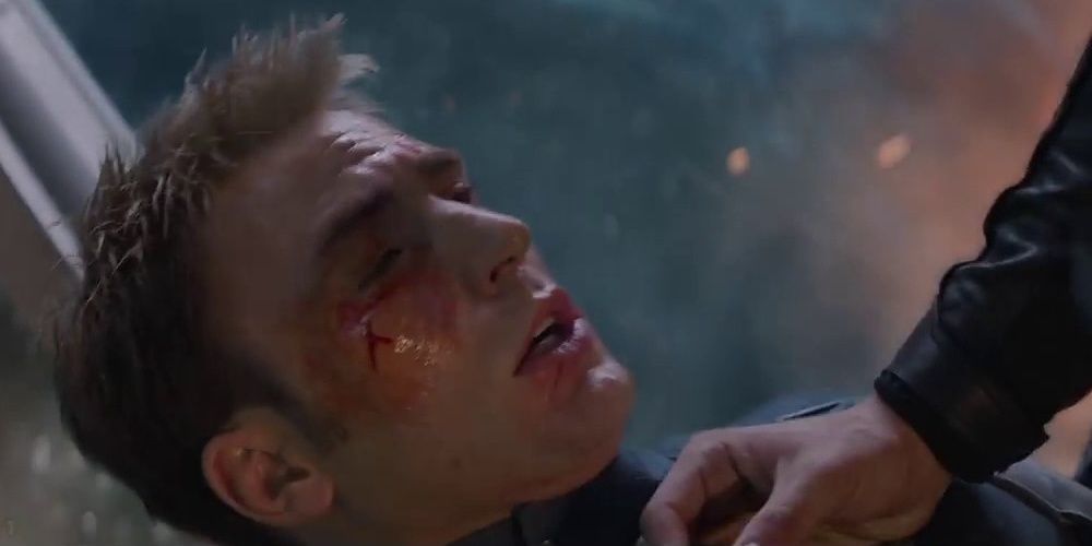 Steve's bloodied face courtesy of Bucky