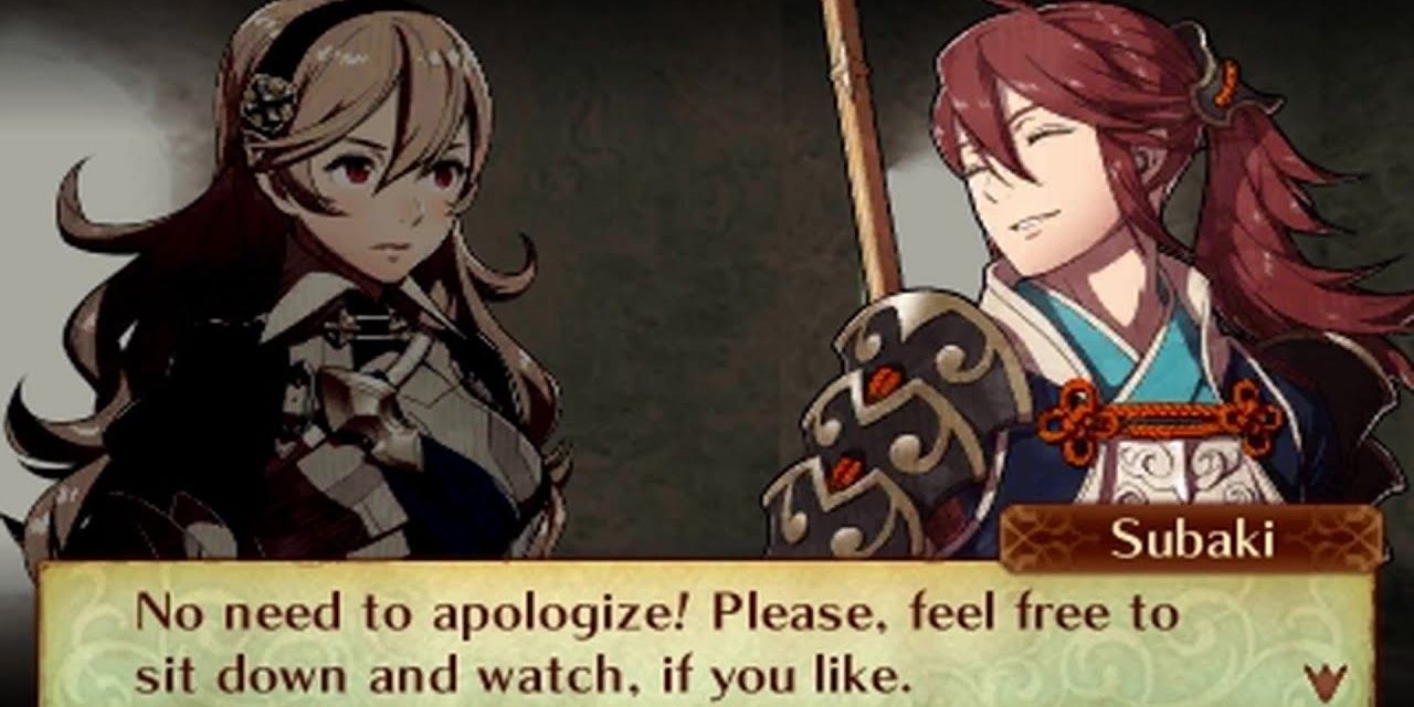 Subaki and female avatar support conversation Fire Emblem