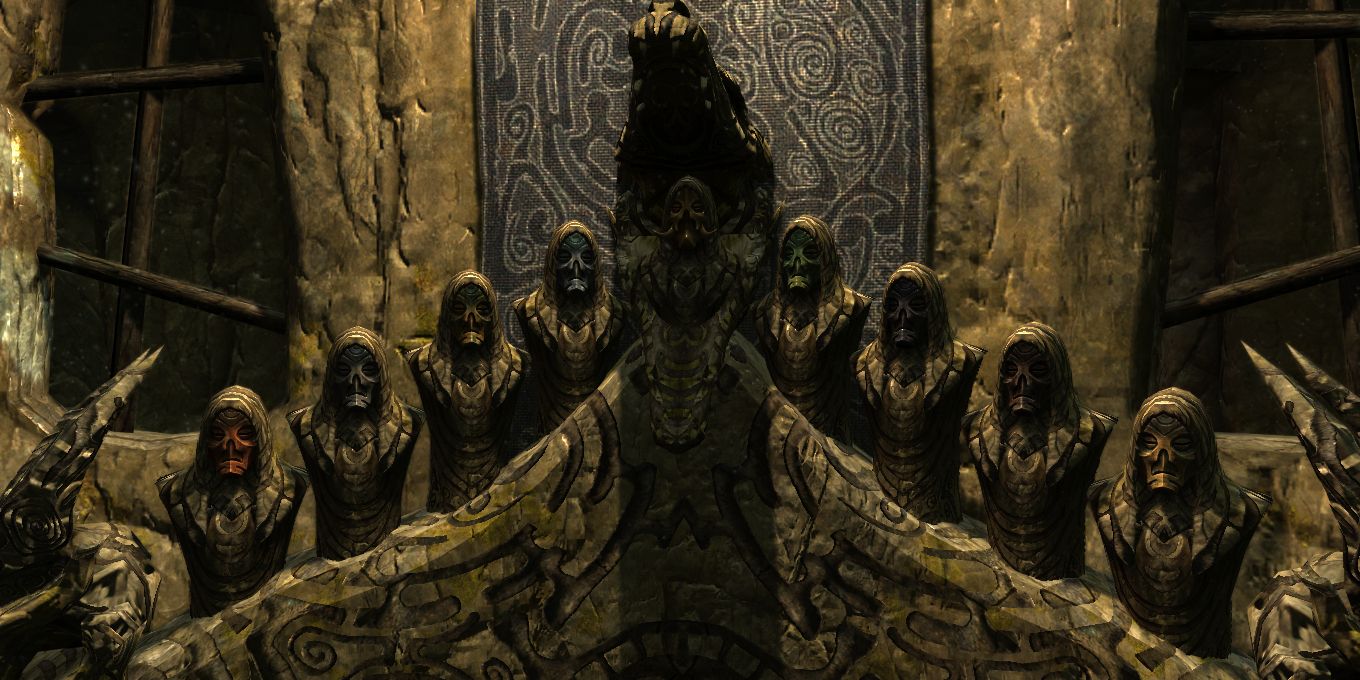 Skyrim: Dragon Priest Shrine with masks