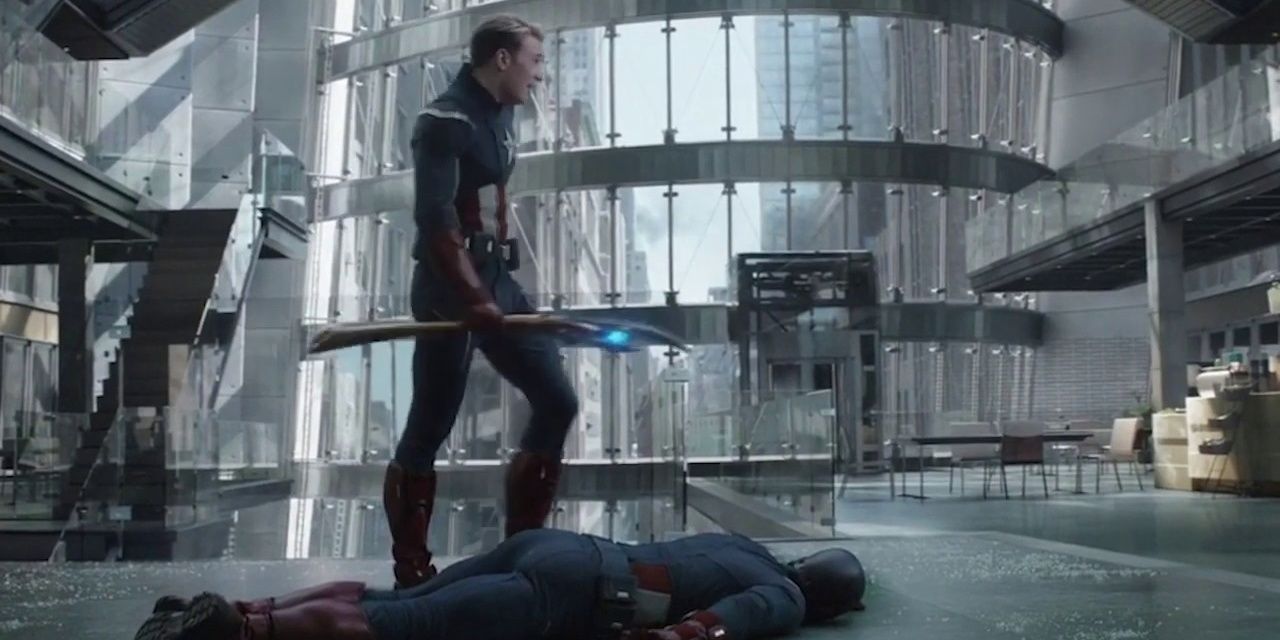 Captain America down on the floor