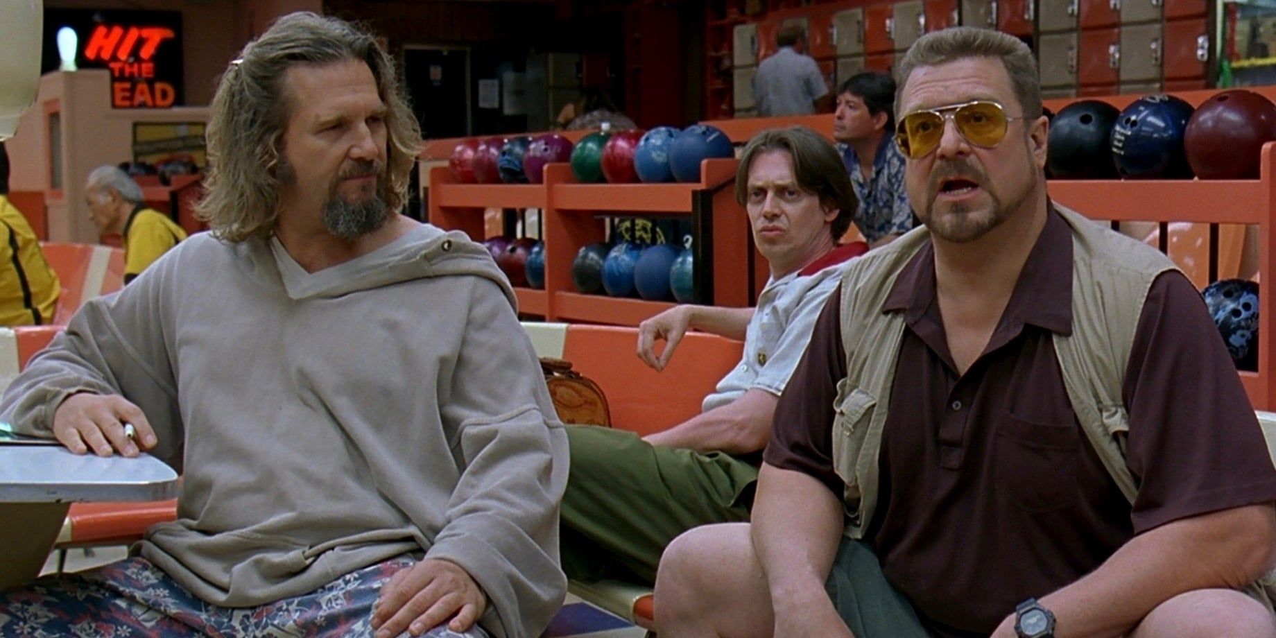 Jeff Bridges, John Goodman และ Steve Buscemi ในลานโบว์ลิ่งใน The Big Lebowski