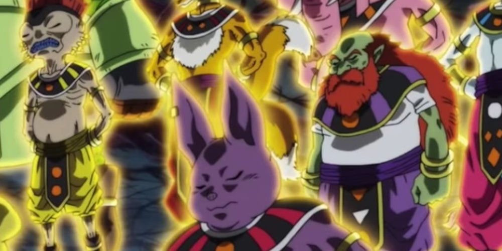 The Gods of Destruction watch the Tournament of Power in Dragon Ball Super