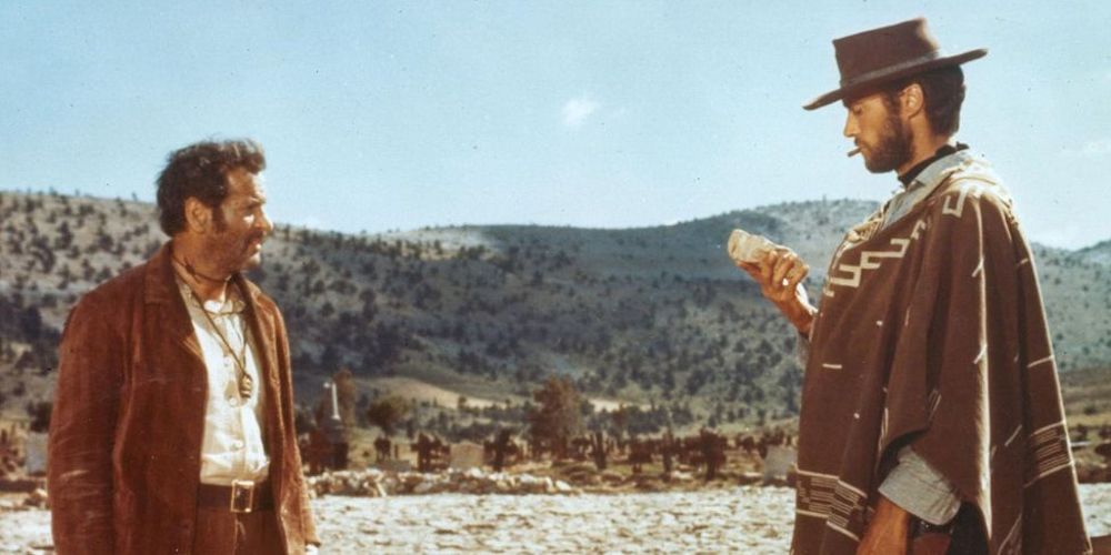 The Man With No Name begins a duel in Sergio Leone's The Good, The Bad, and The Ugly