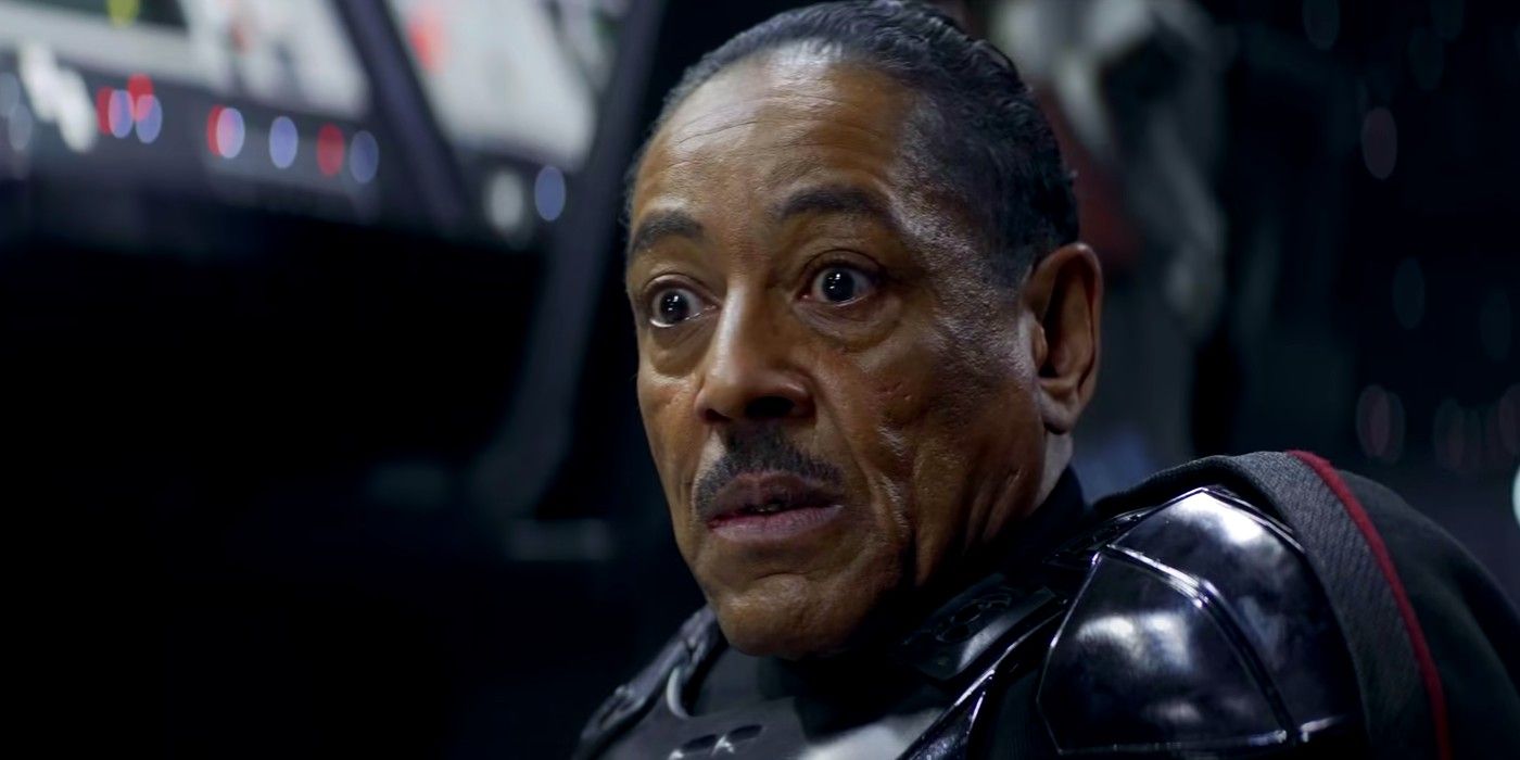 moff gideon looks shocked and concerned in the mandalorian