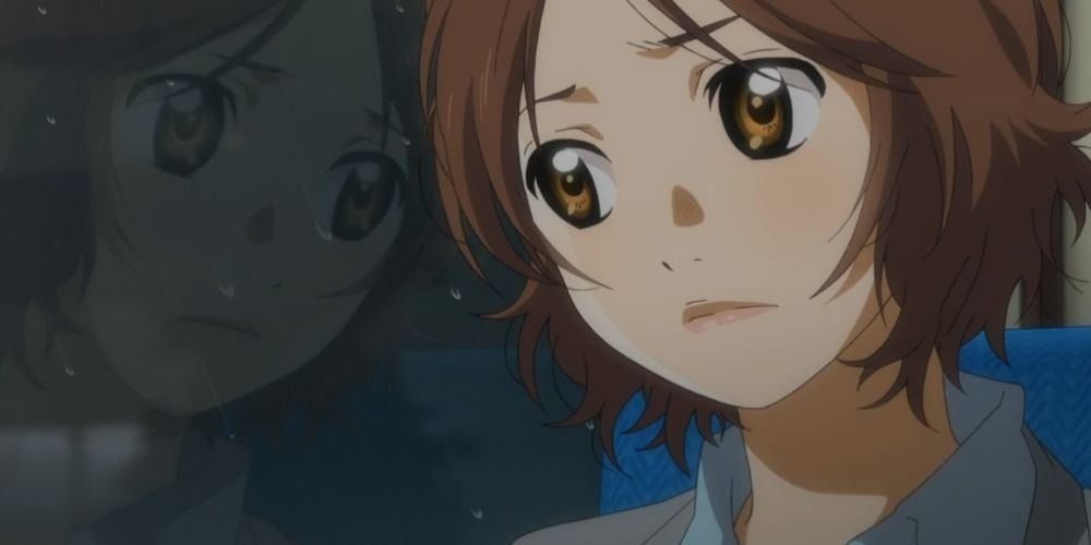 Tsubaki looks at her reflection in a window from Your Lie in April