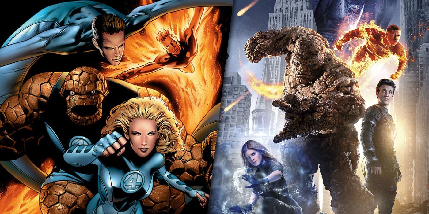Ultimate Fantastic Four comic and Fant4stic movie split image
