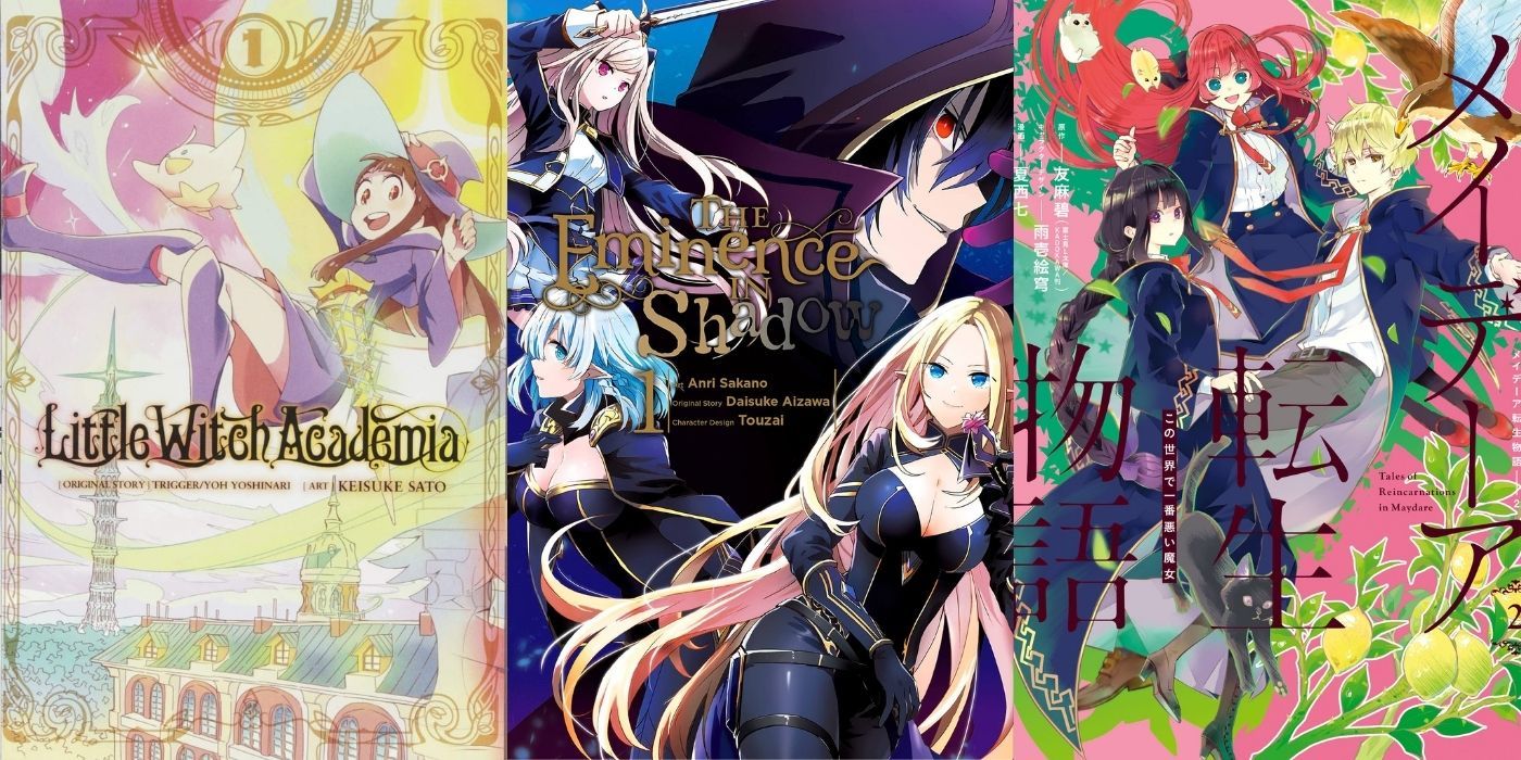 little witch academia, the eminence in shadow, and Tales Of Reincarnation In Maydare: The World's Worst Witch-- manga to read if you love magic schools