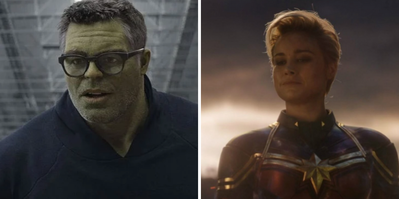 Hulk wearing glasses & Captain Marvel in Avengers: Endgame