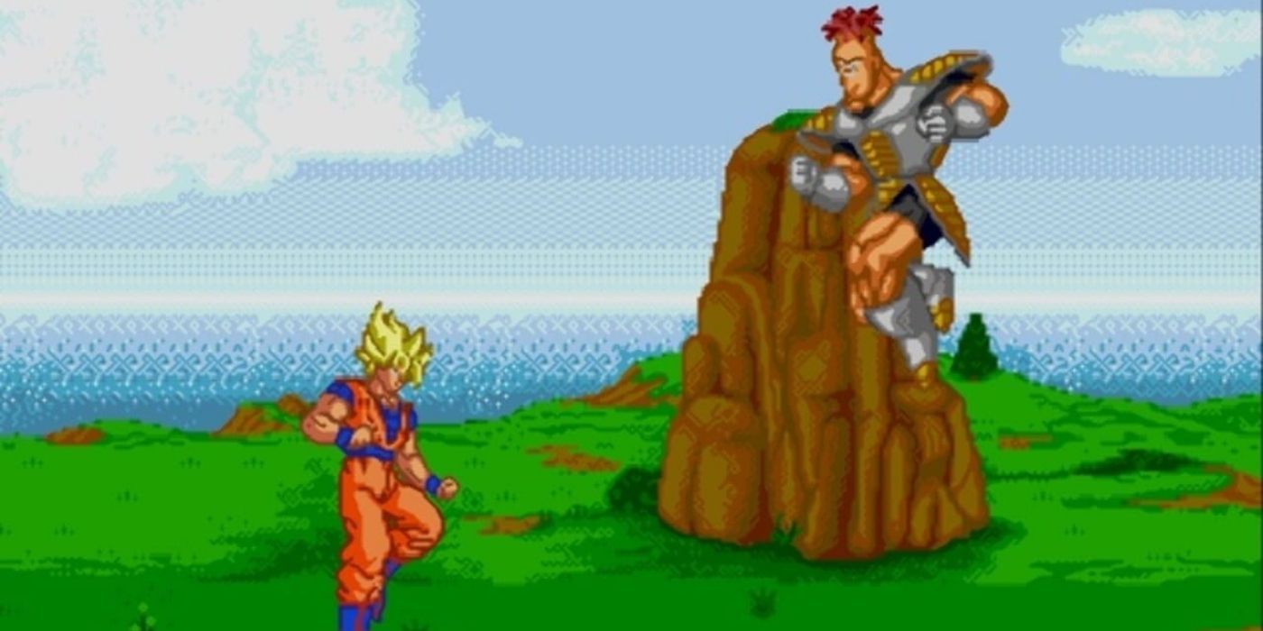 Goku fights Recoome in Sega Genesis' Dragon Ball Z: Buyu Retsuden.