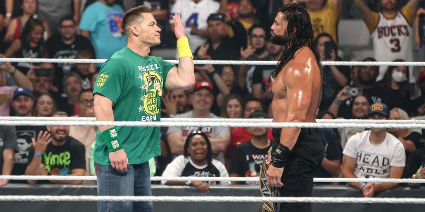 John Cena confronts Roman Reigns at WWE Money in the Bank