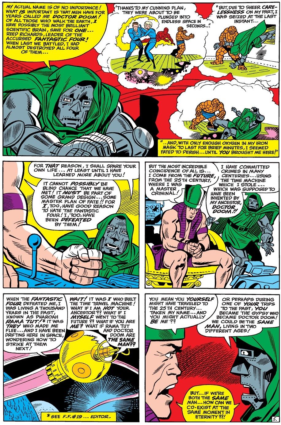 Doctor Doom and Rama-Tut talk about the possibility that they are the same person