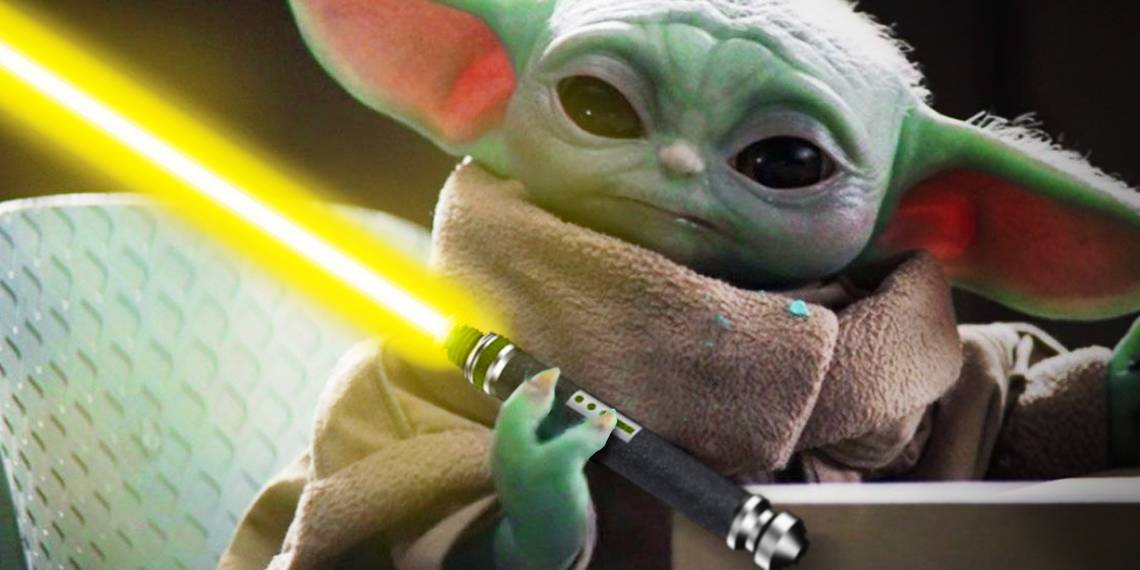 Baby Yoda looking incredibly cute