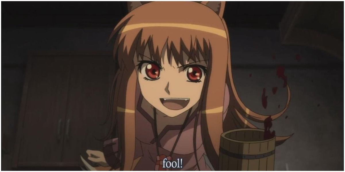 holo from spice and wolf drinking and calling someone a fool