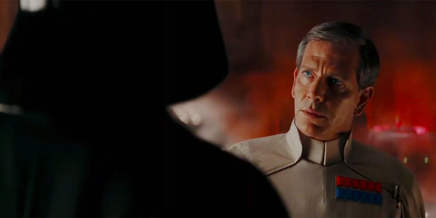 Director Krennic meets with Darth Vader in Rogue One: A Star Wars Story
