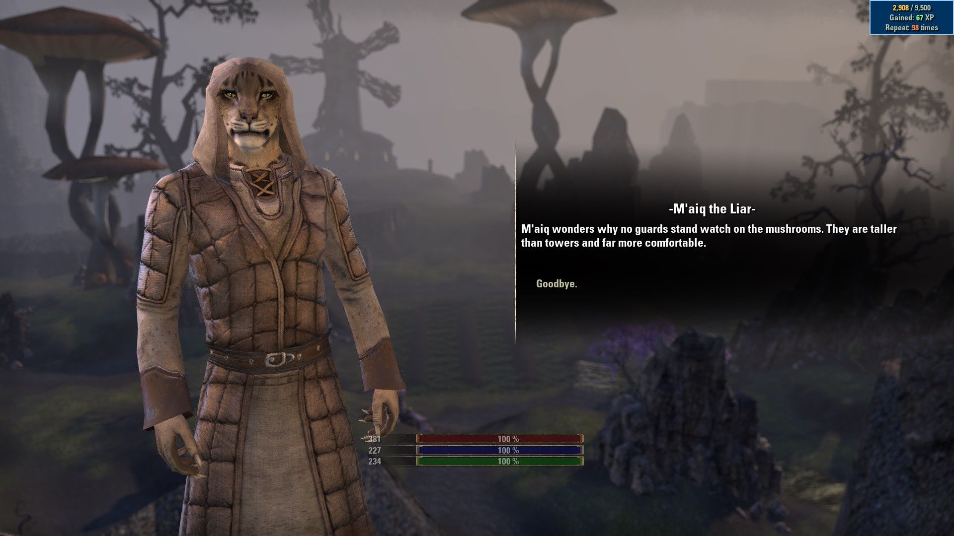 Khajit M'aiq the Liar as he appears in The Elder Scrolls Online. 