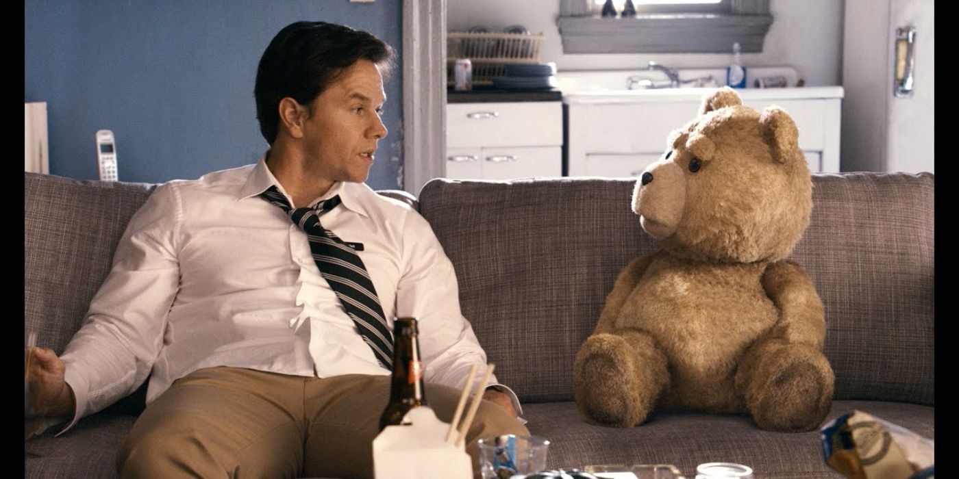 mark wahlberg on couch with ted in Ted