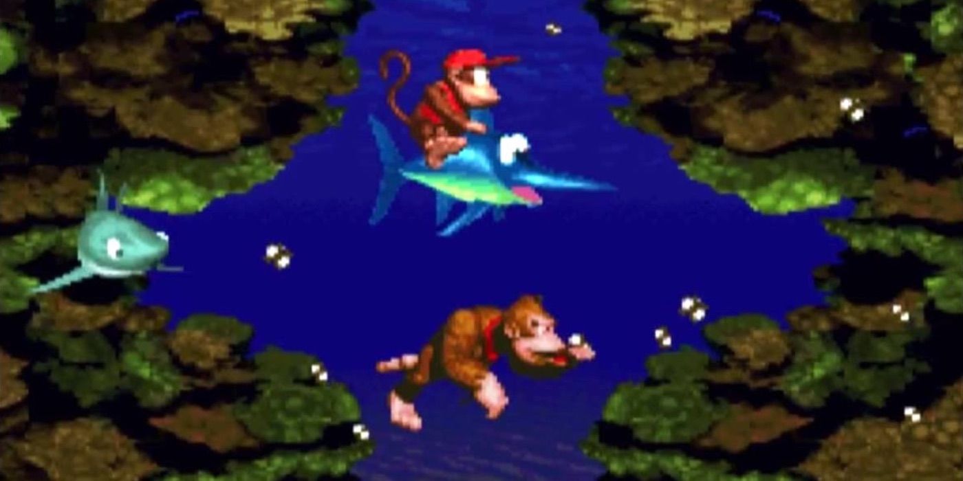Donkey kong country coral capers diddy riding enguarde