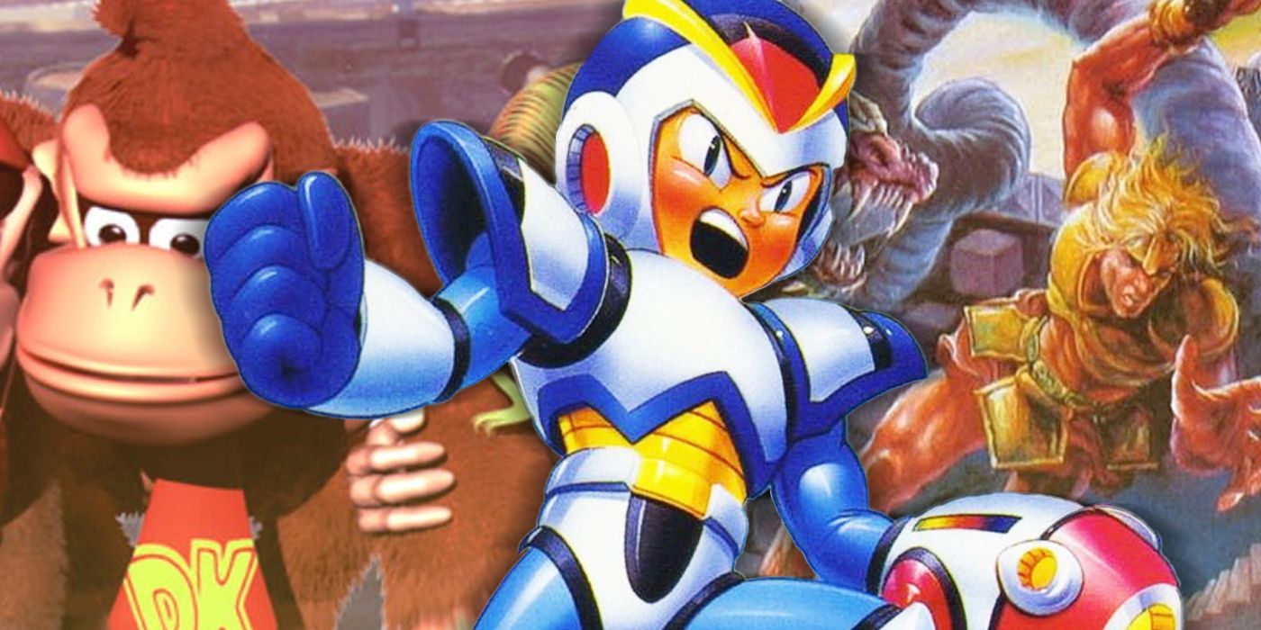 megaman x in front of castlevania iv and donkey kong country 2 snes platformer