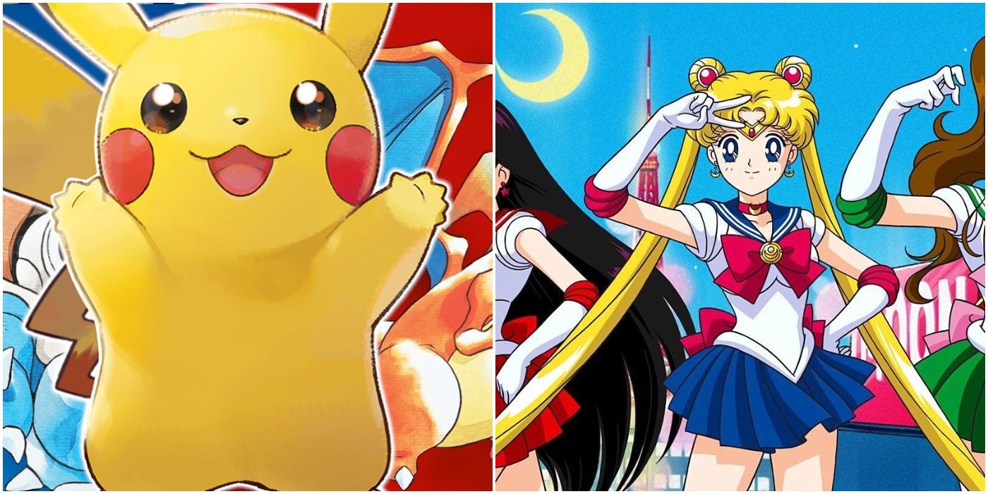 pikachu from pokemon and sailor moon posing from sailor moon