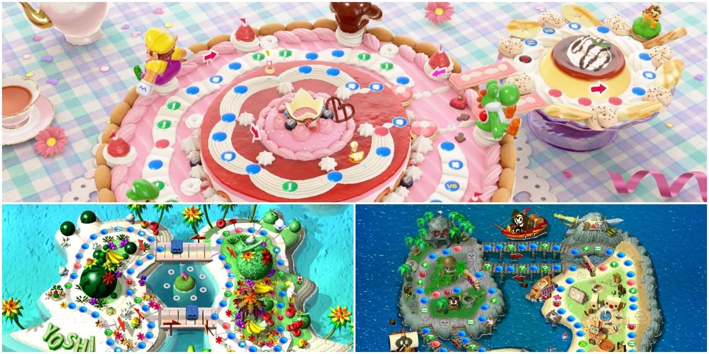 Three boards from different Mario Party games