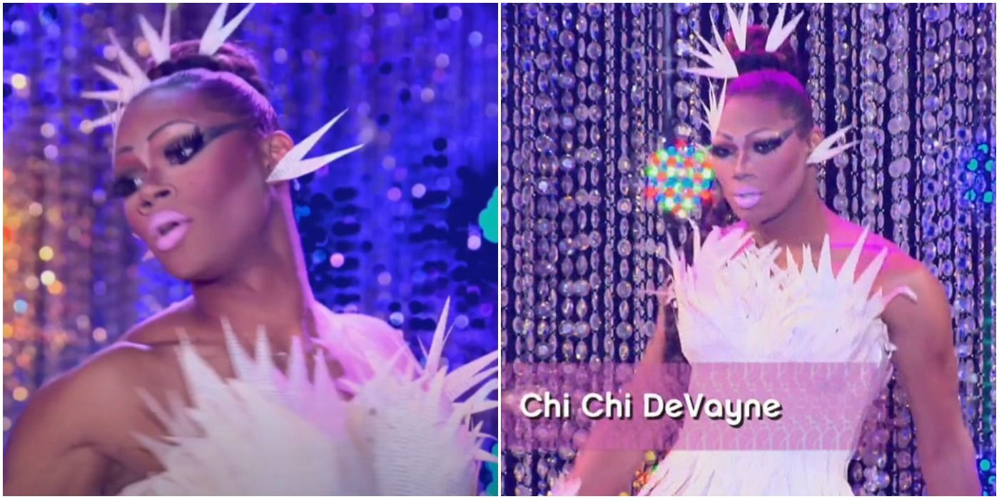 Collage of Chi Chi DeVayne and her book lewks