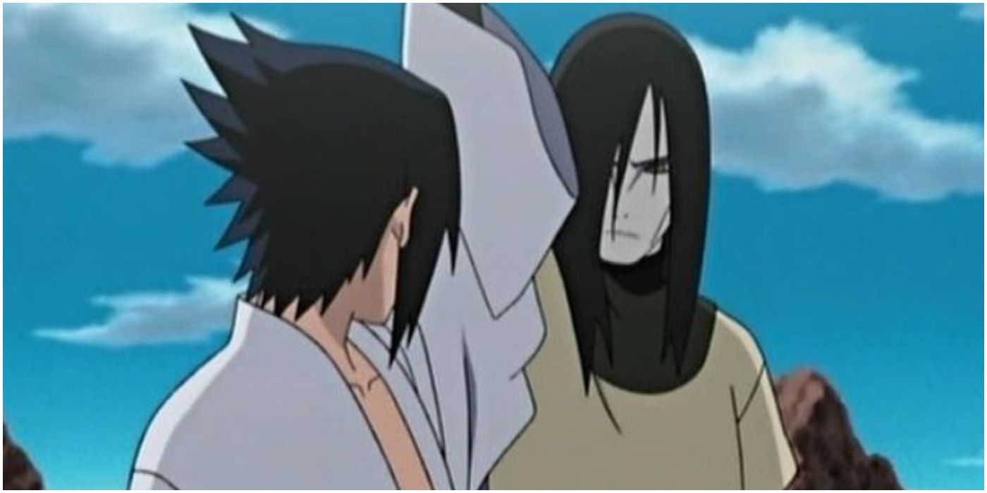 Orochimaru stops Sasuke from using jutsu on Team 7 in Naruto.