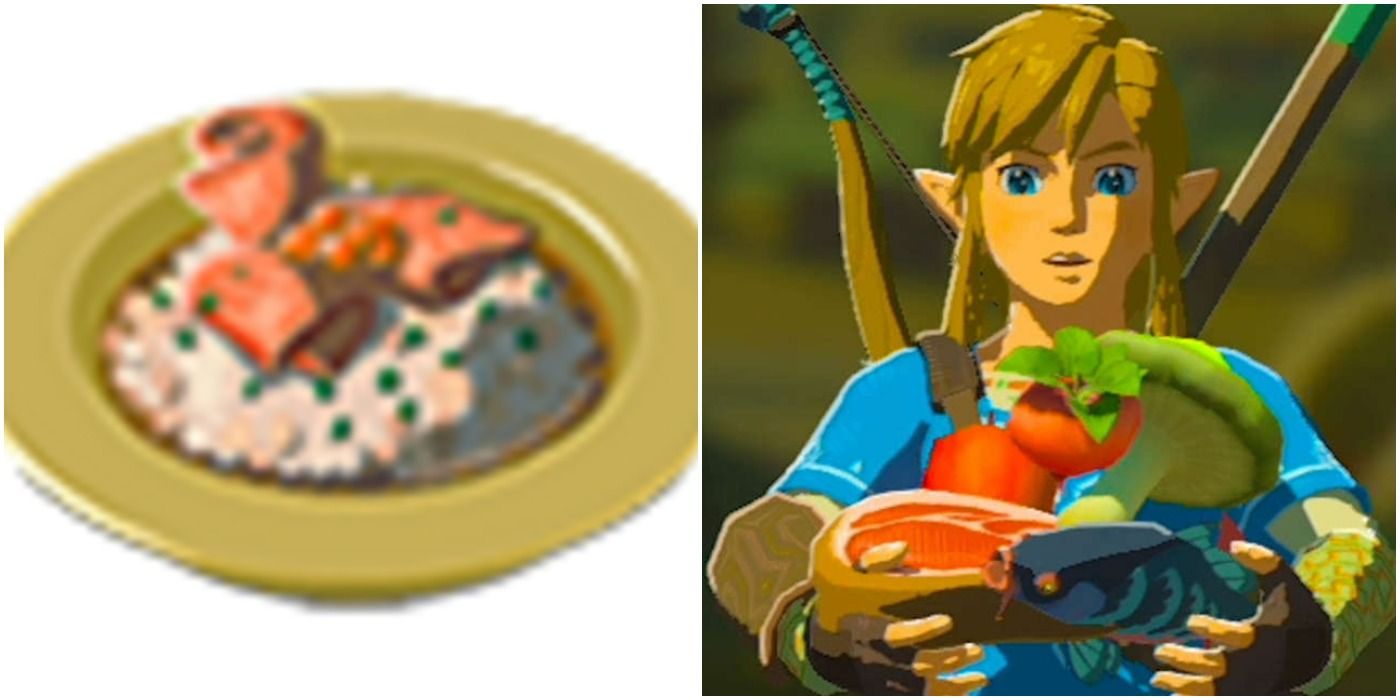 Salmon Risotto Link holding food breath of the wild