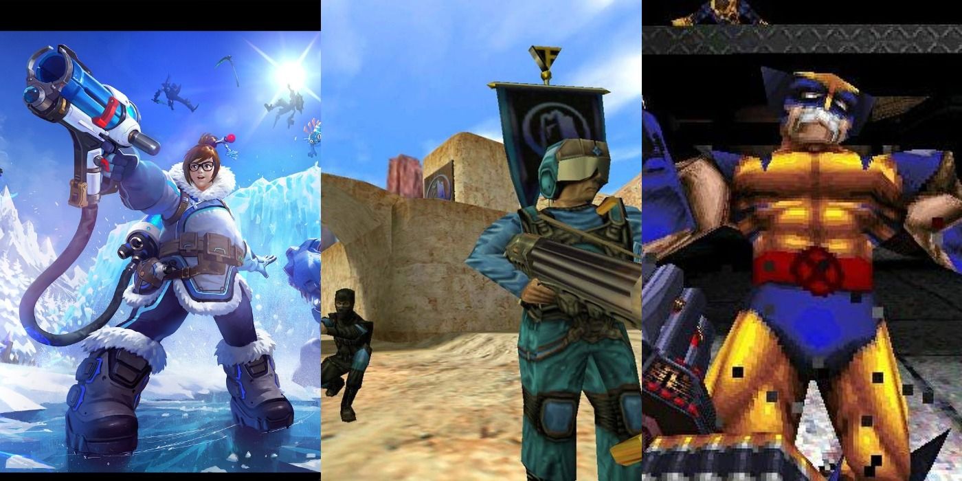 a split image showing stills from heroes of the storm, counterstrike, and wolverine
